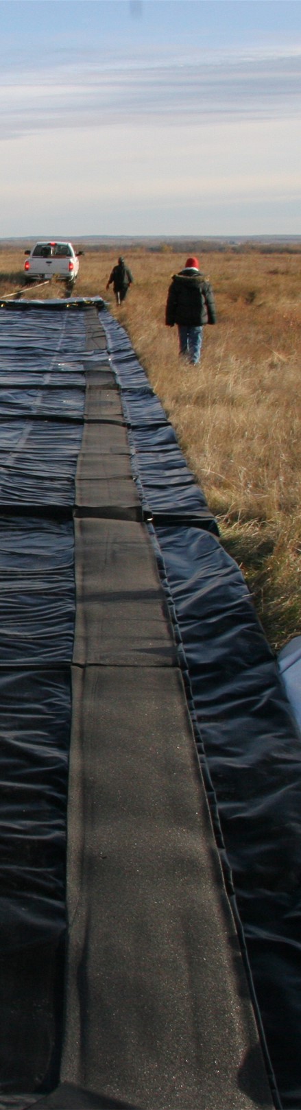 Evap cover with float welded to bottom of cover ready for deployment.