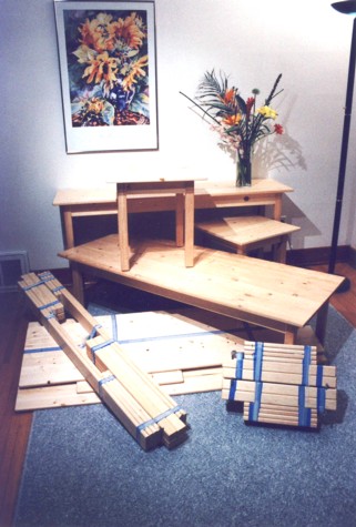 A lovely grouping of tables inspired by Ikea.
